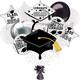 White Congrats Grad Foil Balloon Bouquet, 13pc, Premium - True to Your School